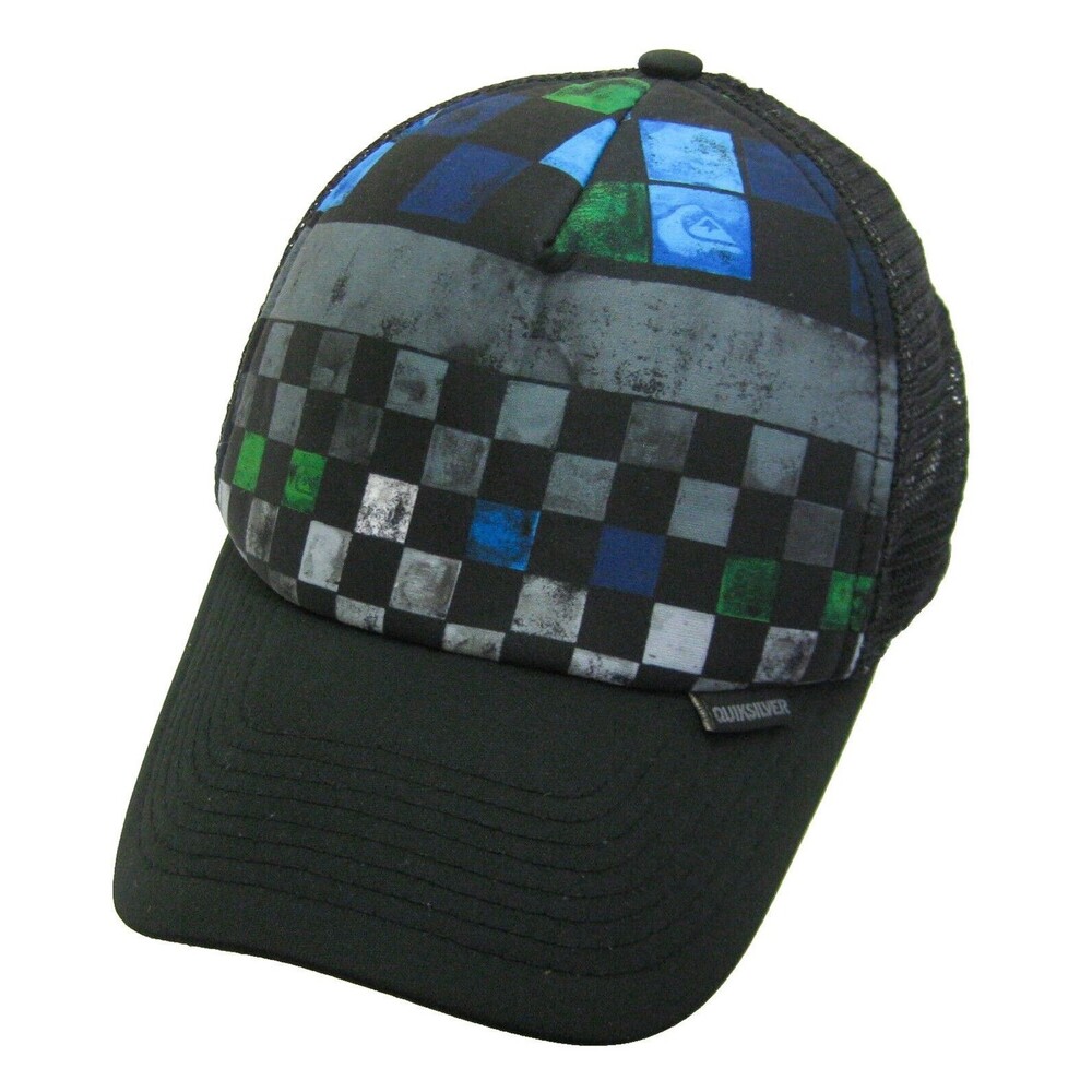 QUIKSILVER Men's Black Baseball Cap Mesh Trucker Hat (Adult Adjustable Snapback)